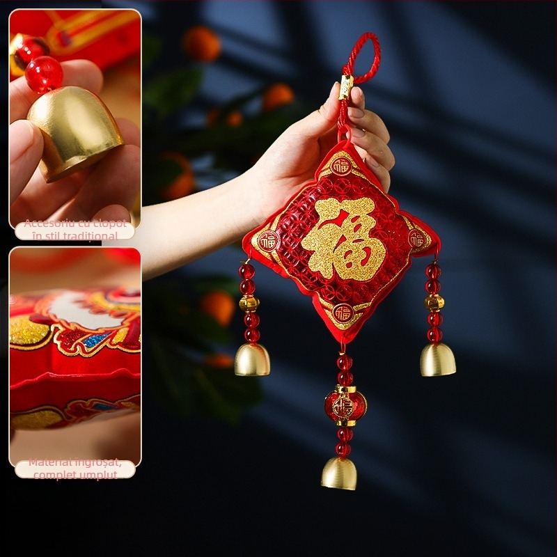 Ornament suspendat pentru ușă – Anul Calului 2026, Festivalul Primăverii, Feixunfei pluș din catifea, FXF217211