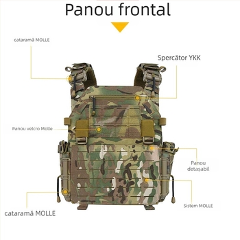 Vesta tactic camuflaj pentru antrenament din nailon 1000D, cataramă dreptunghiulară din aliaj de aluminiu, model camuflaj, curea elastică ascunsă, unisex
