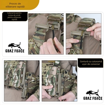 Vesta tactic camuflaj pentru antrenament din nailon 1000D, cataramă dreptunghiulară din aliaj de aluminiu, model camuflaj, curea elastică ascunsă, unisex