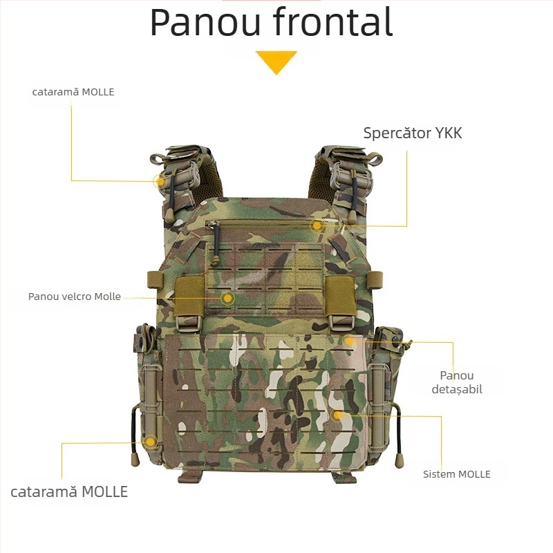 Vesta tactic camuflaj pentru antrenament din nailon 1000D, cataramă dreptunghiulară din aliaj de aluminiu, model camuflaj, curea elastică ascunsă, unisex