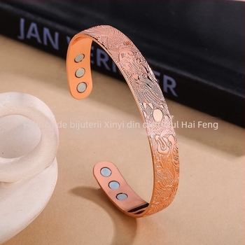 Brățară din cupru cu model dragon, electroplacată, stil sport, accesoriu pentru încheietură