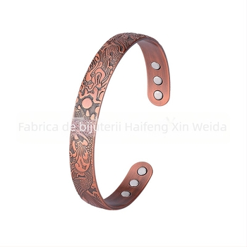 Brățară din cupru cu model dragon, electroplacată, stil sport, accesoriu pentru încheietură