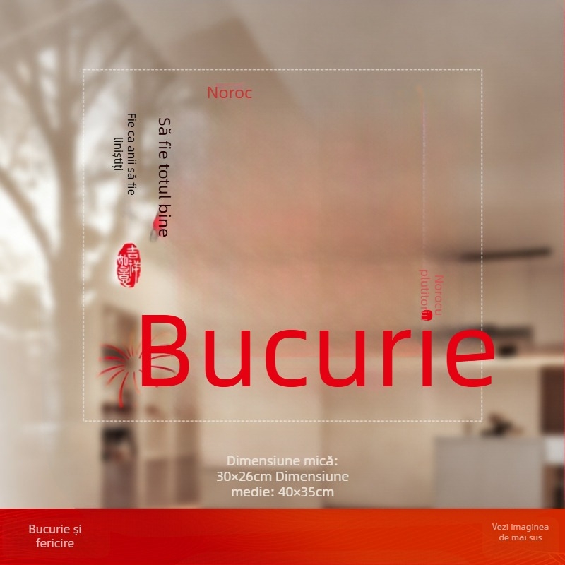 Autocolant pentru fereastra din sticlă cu caracterul Fu (PVC; fixare statică; imprimare față-din-spate; Stil chinez nou; prelucrare personalizată)