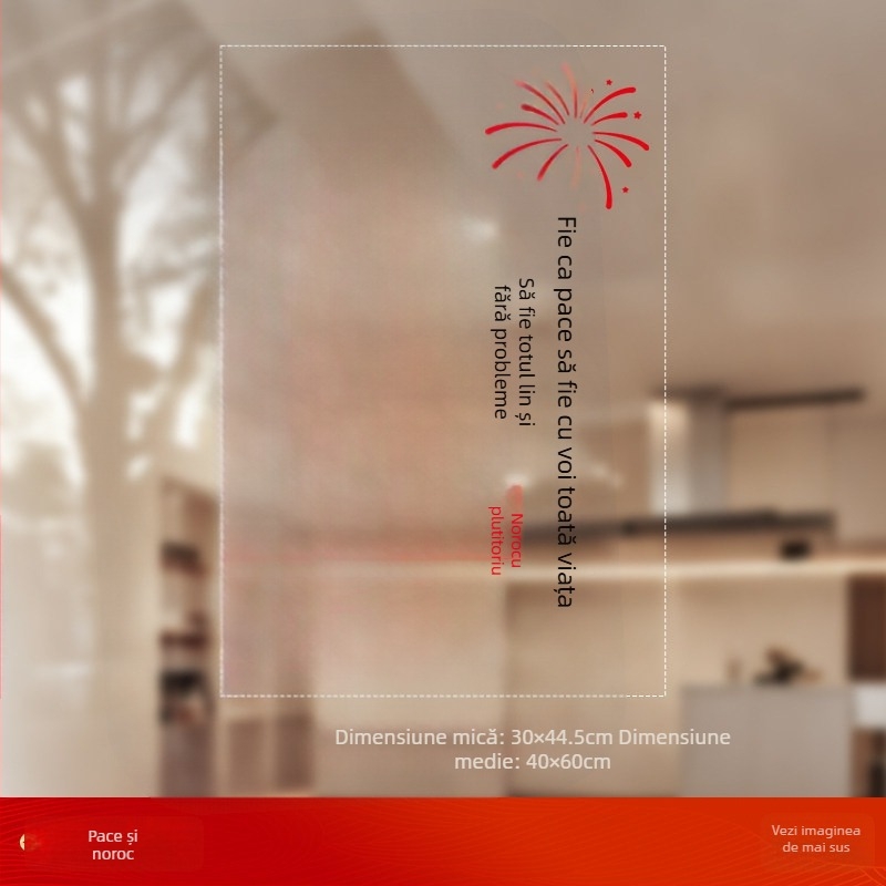 Autocolant pentru fereastra din sticlă cu caracterul Fu (PVC; fixare statică; imprimare față-din-spate; Stil chinez nou; prelucrare personalizată)