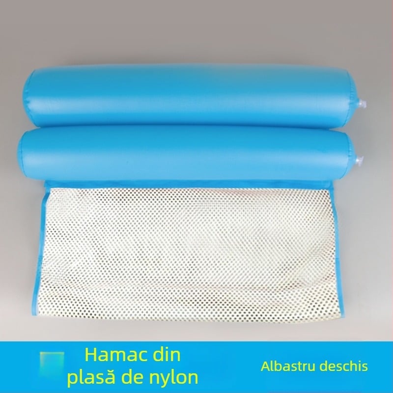 Pat gonflabil plutitor pentru apă cu hamac din plasă, spătar dublu rabatabil, recliner, material PVC - Bo Zhe