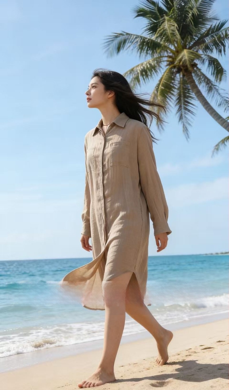 Bluza de plajă pentru acoperirea costumului de baie, croială lejeră, poliester, lungime medie, mâneci lungi, UPF30+ protecție solară