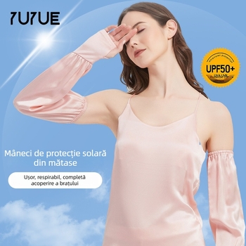Mâneci din mătase cu protecție UV pentru exterior — 100% mătase, subțiri, croială lejeră, pentru femei