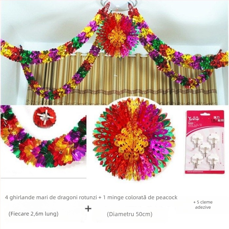 Ghirlandă din panglică pentru decorarea sălilor – potrivită pentru grădinițe, deschideri și aniversări ale magazinelor; Brand: Unique; Material: panglică; Categorie: accesorii de amenajare a sălii