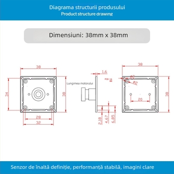 Modul cameră USB IMX335 5MP, rezoluție 2592x1944, 30FPS, USB 2.0, fără driver