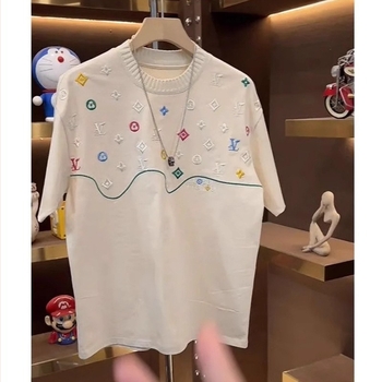 Tricou bărbătesc din bumbac 100%, decolteu rotund fără guler, mâneci scurte, croială lejeră, cu logo publicitar, vară casual