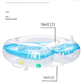 Inel de gât gonflabil pentru sugari, cu dublu airbag, reglabil, model desen animat, PVC.
