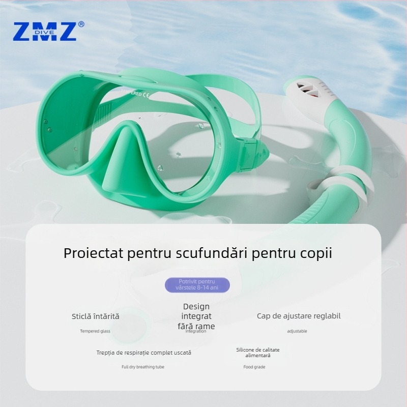 Set de snorkel pentru copii cu mască din silicon, cadru mare și conductă de respirație — ZMZDIVE