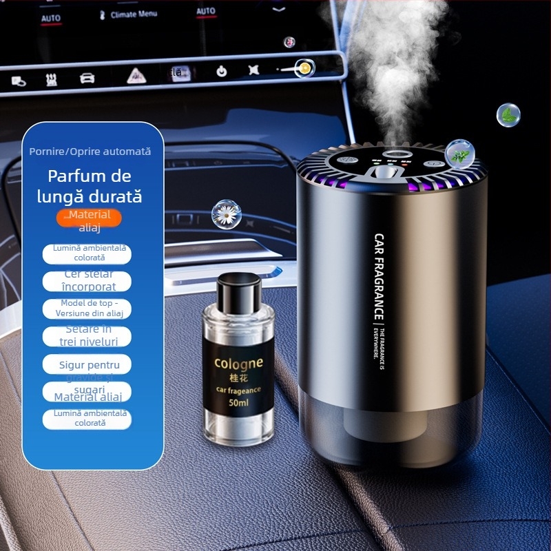 Ornament auto aromaterapie Jasmine, carcasă din ABS, 50–100 ml, pulverizare automată, aromă persistă peste 90 de zile