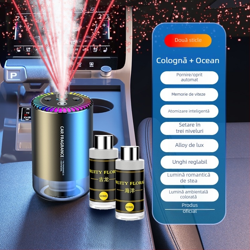 Ornament auto aromaterapie Jasmine, carcasă din ABS, 50–100 ml, pulverizare automată, aromă persistă peste 90 de zile