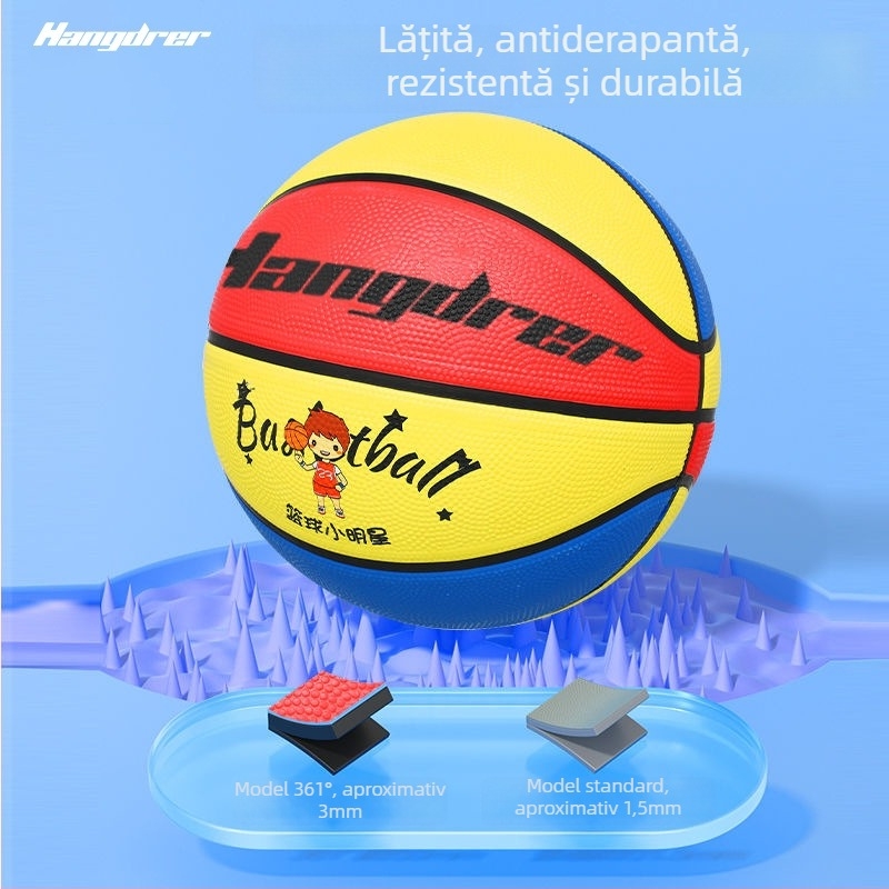 Baschet din cauciuc pentru antrenament, ediție pentru copii, cu imprimare a logo-ului și personalizare disponibilă, potrivit pentru antrenamente și competiții școlare