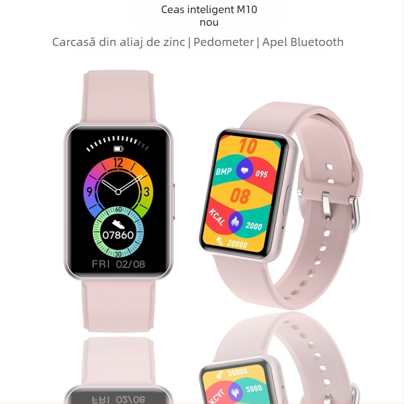 Brățară inteligentă M10 cu apeluri Bluetooth, monitorizare ritm cardiac, monitorizare somn și numărătoare pași – ecran tactil complet
