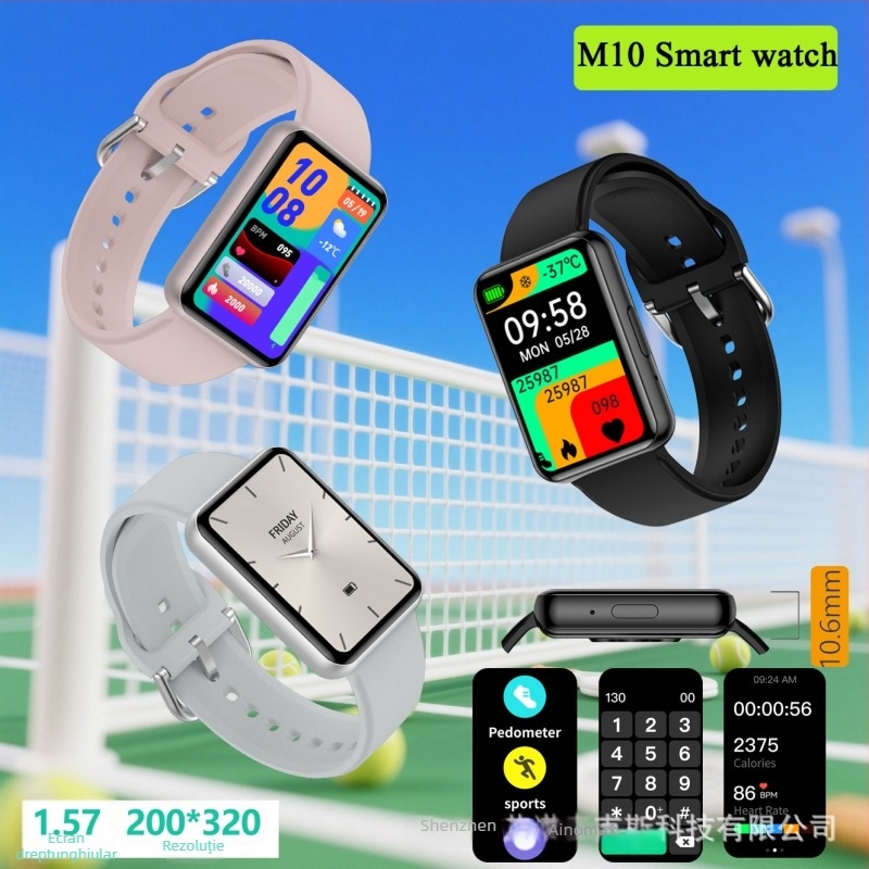 Brățară inteligentă M10 cu apeluri Bluetooth, monitorizare ritm cardiac, monitorizare somn și numărătoare pași – ecran tactil complet