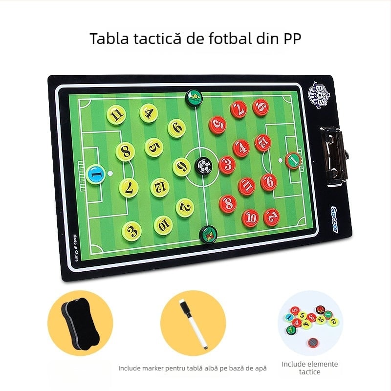 Tablă tactică pentru baschet și fotbal – PVC magnetică, pliabilă 2,5x, set 30 bucăți