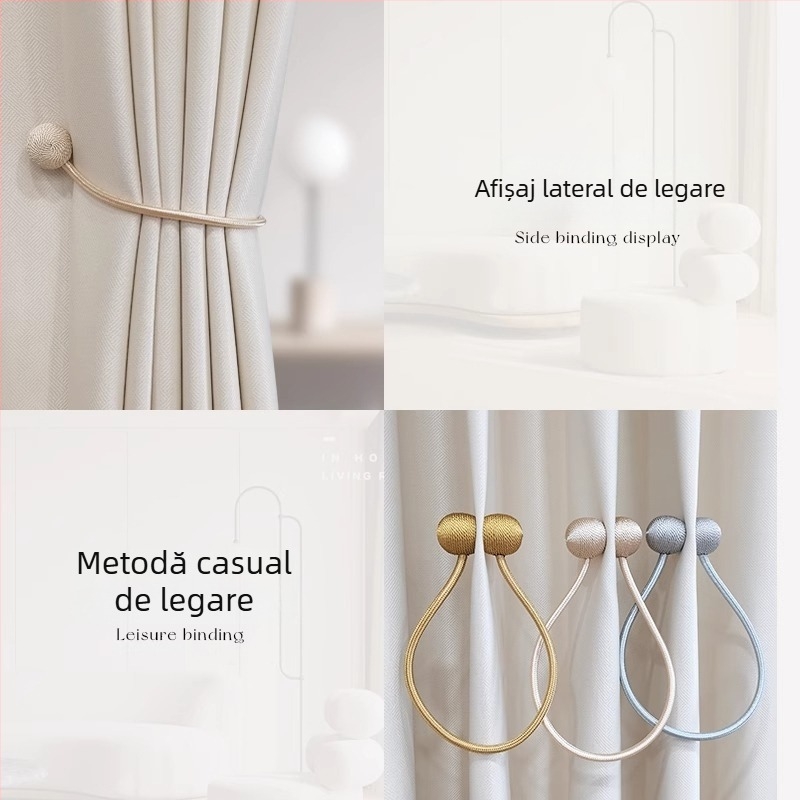 Set Curele pentru perdele cu cataramă magnetică - mătase lichidă + magnet, stil modern minimalist, personalizabil