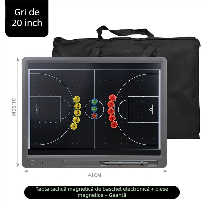 Tablă tactică pentru baschet și fotbal, cu stylus, din plastic (din plastic; baschet și fotbal; stylus inclus)