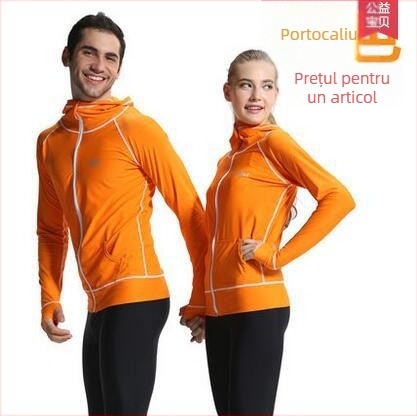 Rash guard unisex din nylon, cu mâneci lungi și glugă, fermoar frontal - UV protecție, pentru scufundări și înot