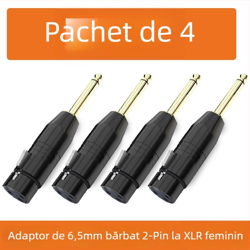 Adaptor audio XLR: Cannon către 6,35 mm/6,5 mm, variante cu 2-core sau 3-core; interfață microfon-mixer; durată de viață 500 cicluri; marca Choseal/Akihabara; modele QD2035–QD2038