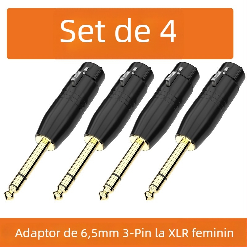 Adaptor audio XLR: Cannon către 6,35 mm/6,5 mm, variante cu 2-core sau 3-core; interfață microfon-mixer; durată de viață 500 cicluri; marca Choseal/Akihabara; modele QD2035–QD2038