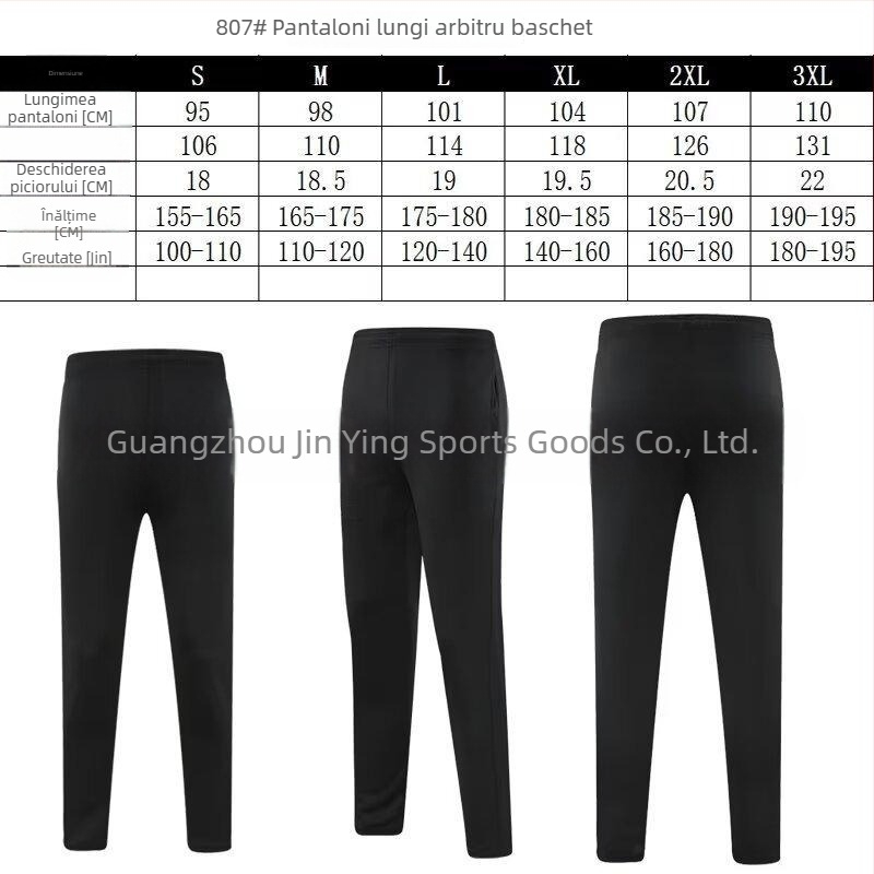 Uniformă de arbitru baschet, tricou cu mânecă scurtă și pantaloni lungi, țesătură din fibre de bambus și poliester, cu număr imprimat