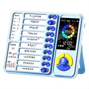 Dispozitiv pentru autodisciplină pentru elevi cu program de cursuri și manager de timp; Mișcare electronică, afișaj LED cu indicator, Alarmă/Calendar/Cronograf, Alimentare cu baterie, Carcasă din plastic