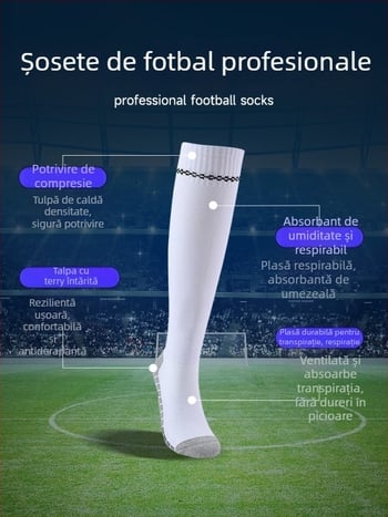 OXP șosete profesionale de fotbal pentru antrenament – lungi până la genunchi, antiderapante, cu partea de jos îngroșată ca prosop, materiale: nailon/spandex/poliester