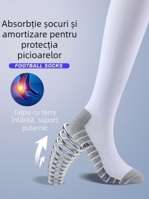 OXP șosete profesionale de fotbal pentru antrenament – lungi până la genunchi, antiderapante, cu partea de jos îngroșată ca prosop, materiale: nailon/spandex/poliester