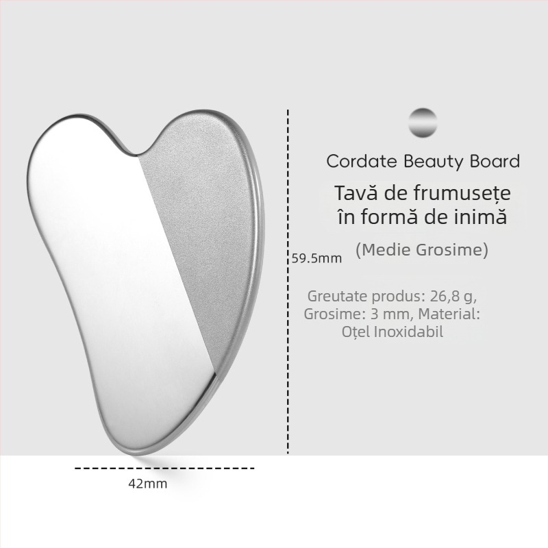 Spatulă pentru față din oțel inoxidabil, în formă de inimă, pentru fond de ten și măști, 90 g
