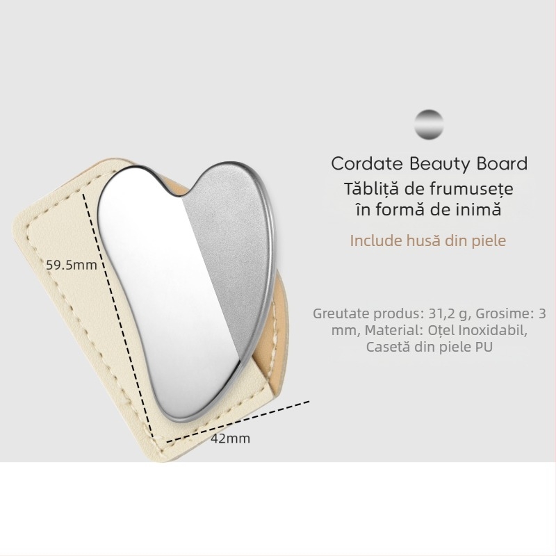 Spatulă pentru față din oțel inoxidabil, în formă de inimă, pentru fond de ten și măști, 90 g