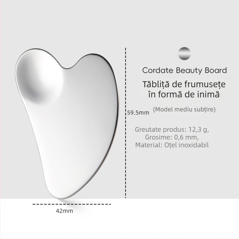 Spatulă pentru față din oțel inoxidabil, în formă de inimă, pentru fond de ten și măști, 90 g