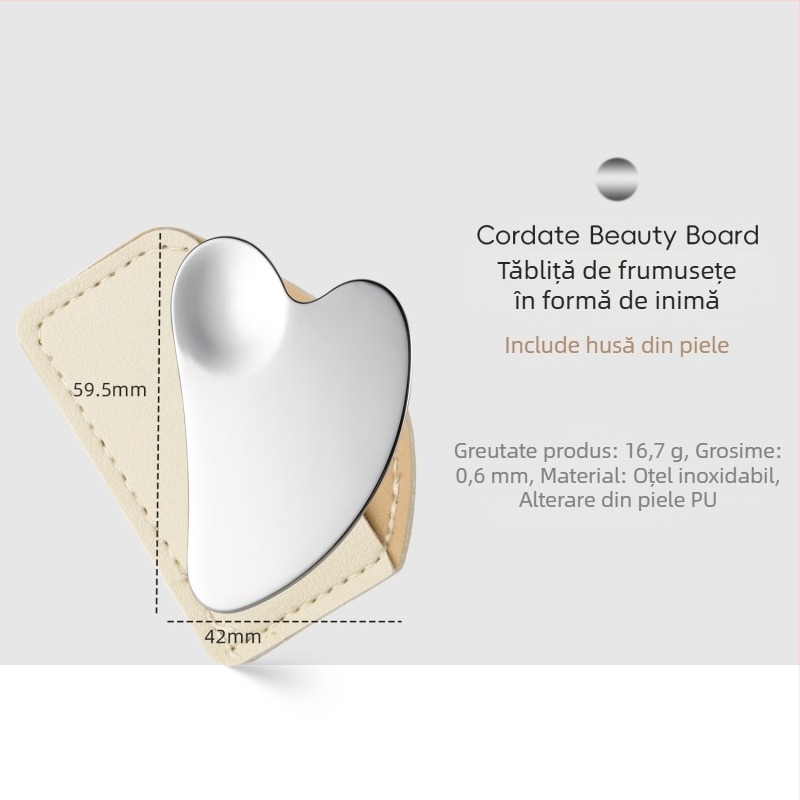 Spatulă pentru față din oțel inoxidabil, în formă de inimă, pentru fond de ten și măști, 90 g