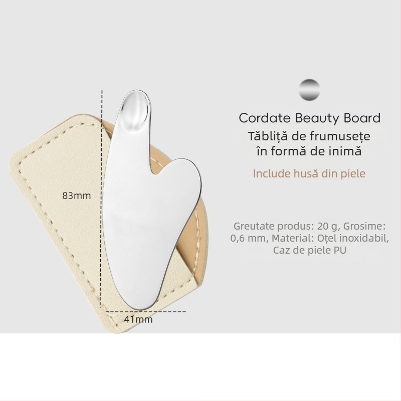 Spatulă pentru față din oțel inoxidabil, în formă de inimă, pentru fond de ten și măști, 90 g
