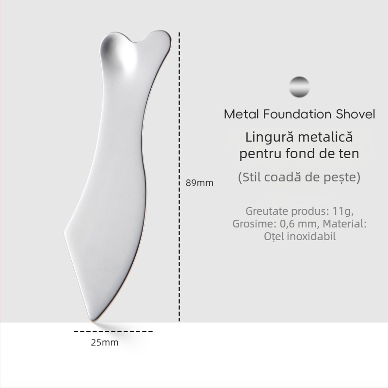 Spatulă pentru față din oțel inoxidabil, în formă de inimă, pentru fond de ten și măști, 90 g