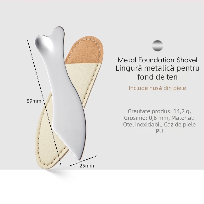 Spatulă pentru față din oțel inoxidabil, în formă de inimă, pentru fond de ten și măști, 90 g