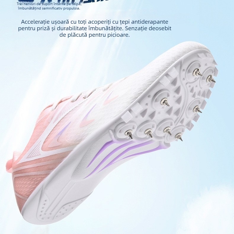 Pantofi de pistă unisex cu 7 țepi – partea superioară din plasă, ușori pentru sprint și antrenament, talpă din cauciuc natural