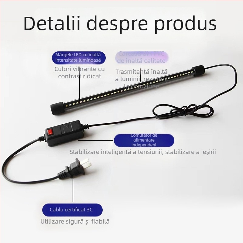 Lampa LED pentru acvariu, corp din sticlă, 3W, 100 g, Morning Field, iluminare