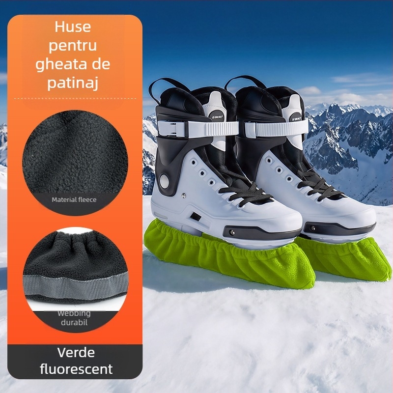 Huse pentru lamele de patin, model 302, MAKINO FOX — partea superioară din fleece, talpă din bandă, protecție pentru lamă