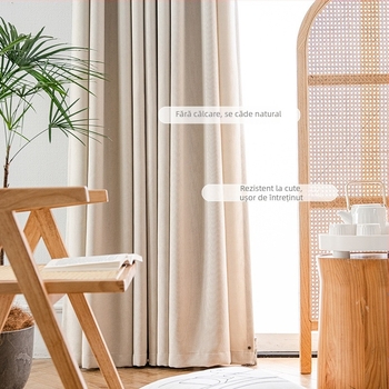 Perdea de fereastră din bumbac și cânepă, umbrire ridicată, stil japonez modern minimalist pentru living și dormitor