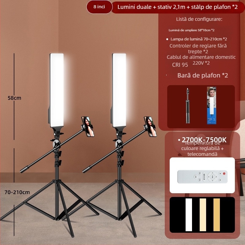 Stativă de iluminat pentru live streaming – temperatură de culoare triplă, 10–50W, 220V, utilizare manuală