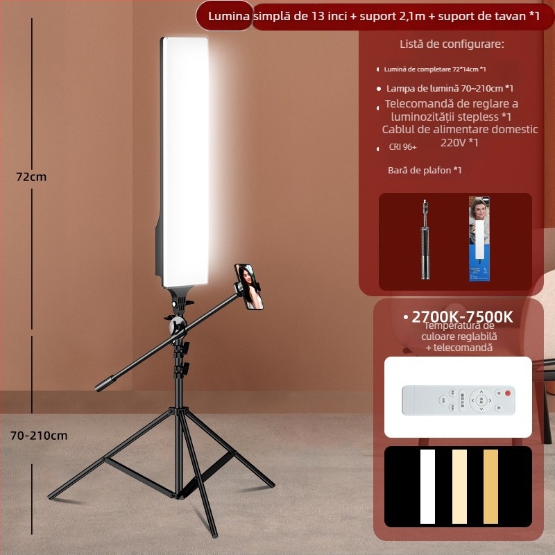 Stativă de iluminat pentru live streaming – temperatură de culoare triplă, 10–50W, 220V, utilizare manuală