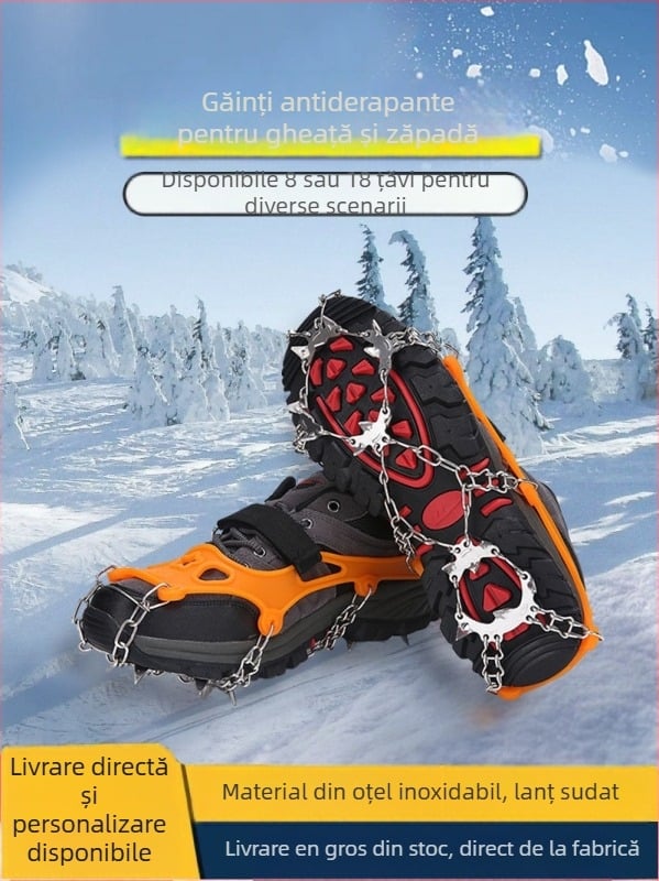 Cramponi pentru drumeții în aer liber și alpinism, oțel inoxidabil, dinți de 8/13/18, priză anti-derapare, îmbunătățește stabilitatea