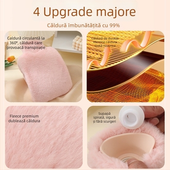 Pungă de apă caldă din PVC, pluș moale, încălzitor pentru mâini, picioare și talie