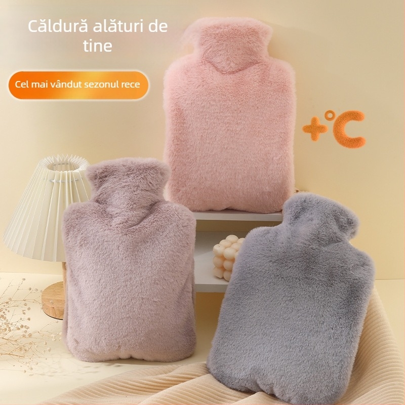 Pungă de apă caldă din PVC, pluș moale, încălzitor pentru mâini, picioare și talie