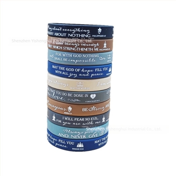 Brățări din silicon pentru Biblie, cu model macarons, design religios/totem unisex (Material: silicon; Imprimare logo: disponibilă; Formă: geometrică; Ambalare: în vrac sau ambalate individual)