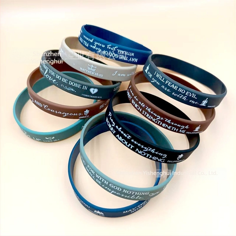 Brățări din silicon pentru Biblie, cu model macarons, design religios/totem unisex (Material: silicon; Imprimare logo: disponibilă; Formă: geometrică; Ambalare: în vrac sau ambalate individual)