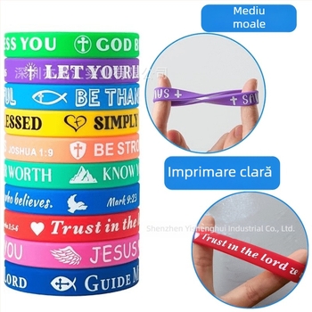 Brățară din silicon cu versete biblice | Unisex, stil fashion, design modern minimalist | Material: silicon, imprimare logo disponibil